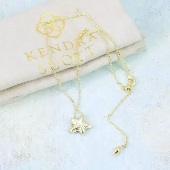 NWOT Kendra Scott Jae Star Blue Drusy Gold Pendant Necklace - Picture 4 of 16
